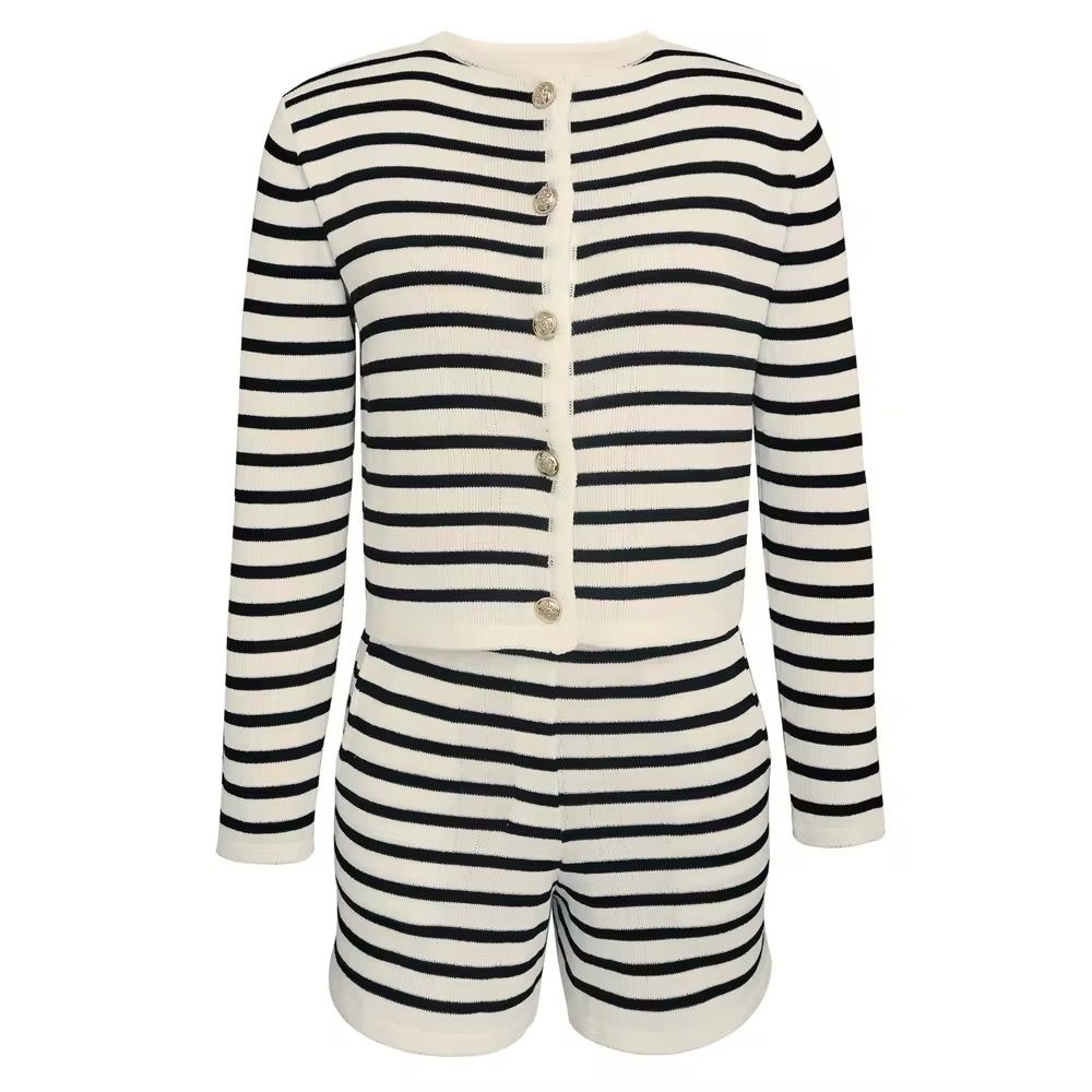 DIANA combo set - striped knitted shorts and jacket
